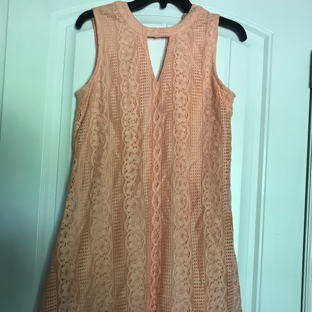 Lace Peach Sleeveless Dress